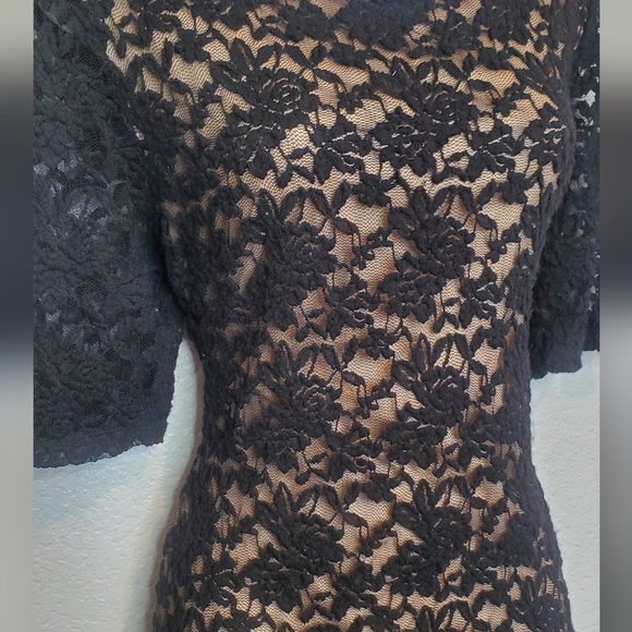 DKNY Black Floral Lace Mini Dress - Picture 4 of 8